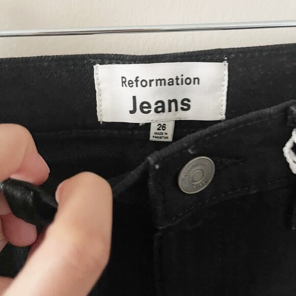 NWT Reformation High Rise Daria Denim Ankle Maxi Skirt Core Black Womens Size 26 - Picture 3 of 4